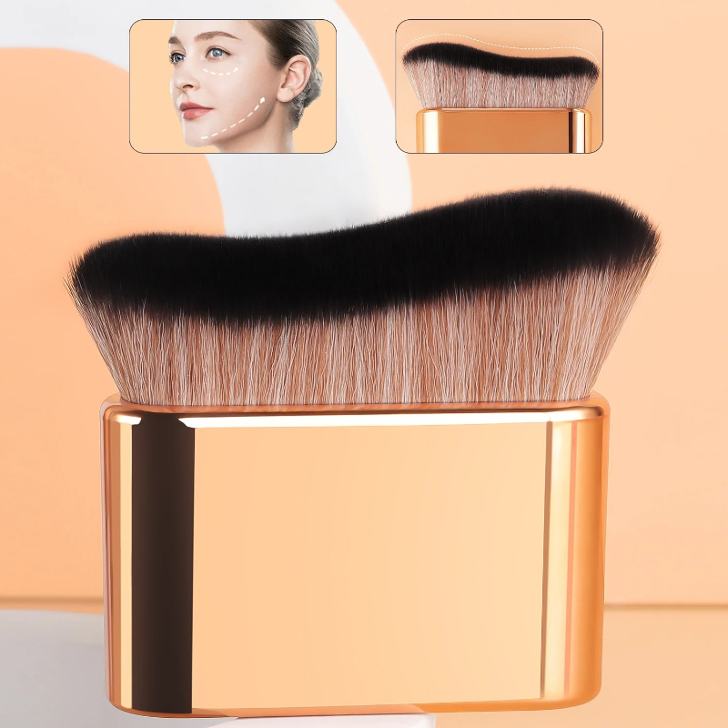 Beauty Makeup Brushes - แปรงแต่งหน้าแบบมือถือ 1 ชิ้น, แปรงรองพื้น, แปรงโค้ง, ขนแปรงนุ่ม,