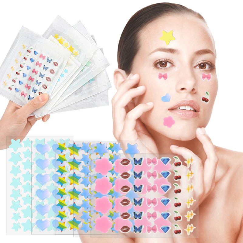 Beauty Makeup Tools - แผ่นแปะสิวการ์ตูนสีสันสดใส บำรุงผิว ปกปิดจุดด่างดำบนใบหน้า เครื่องมือแต่งหน้าเพื่อความงาม