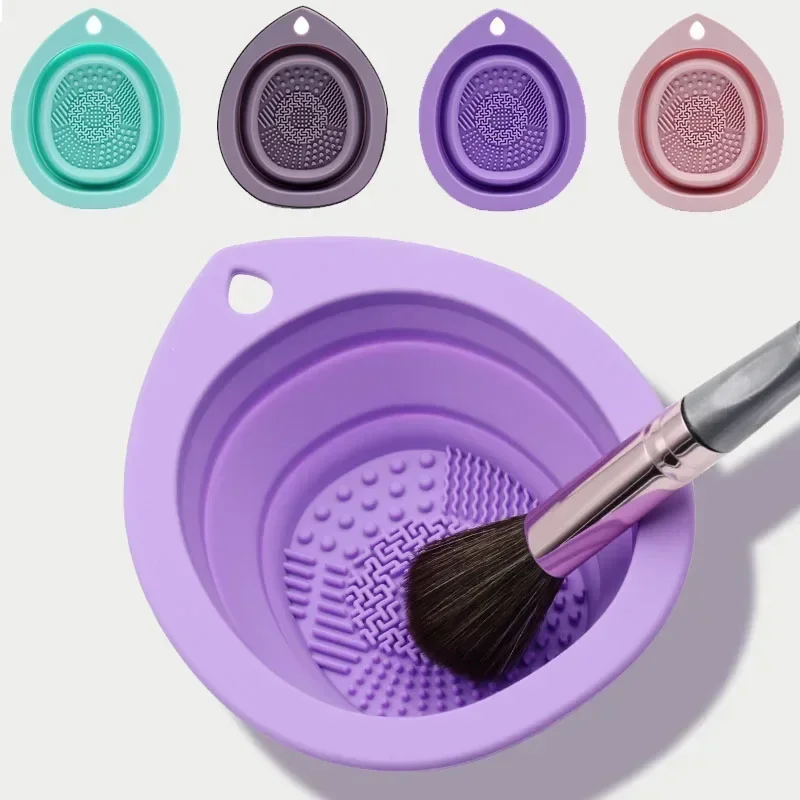 Beauty Makeup Brushes - ชามซิลิโคนพับได้สำหรับทำความสะอาด ใช้งานง่ายสำหรับล้างแปรงแต่งหน้าและพัฟแป้ง พกพาสะดวก นุ่มสบาย และทนทาน เหมาะสำหรับการใช้งานด้านความงามในชีวิตประจำวัน