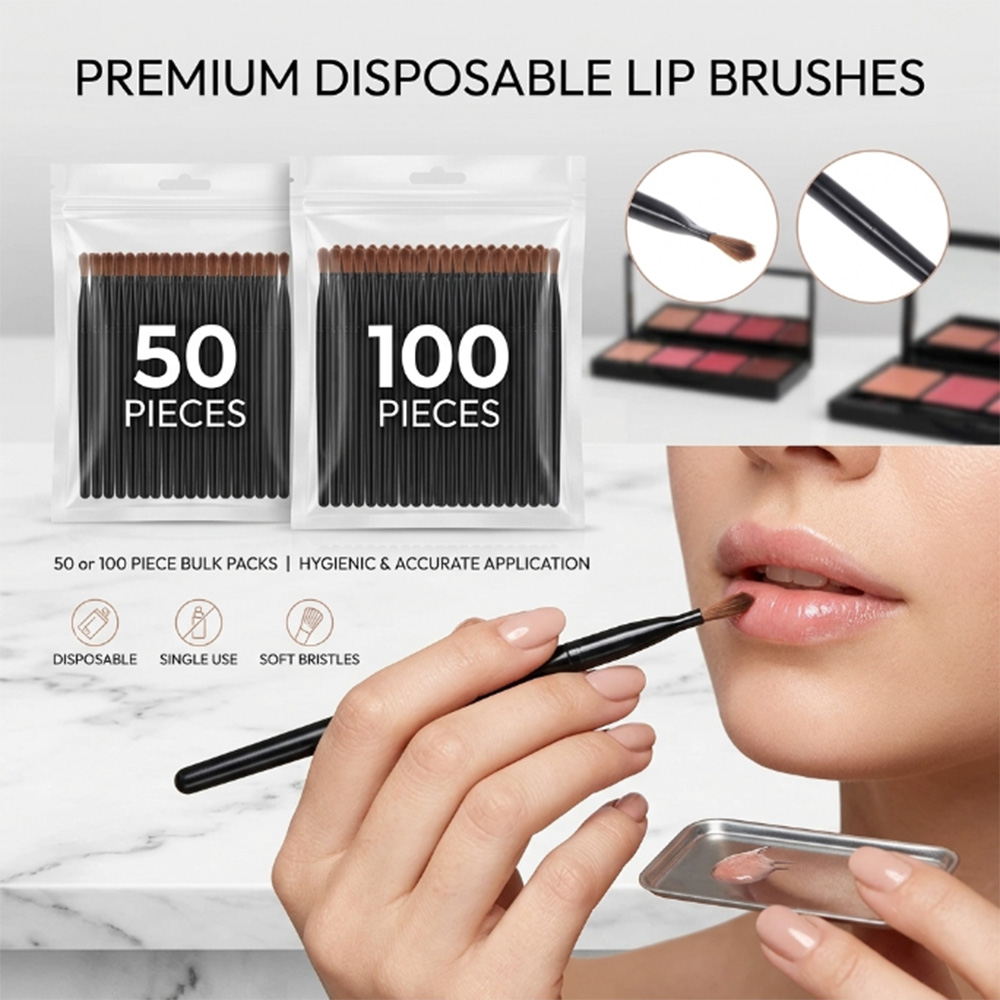 Beauty Makeup Tools - 50/100 ชิ้นชุดแปรงทาปากแบบใช้แล้วทิ้งลิปสติกกลอส แวนด์ อพพลิเคเตอร์แปรงแต่งหน้าเครื่องมือความงามระดับมืออาชีพเครื่องสำอาง