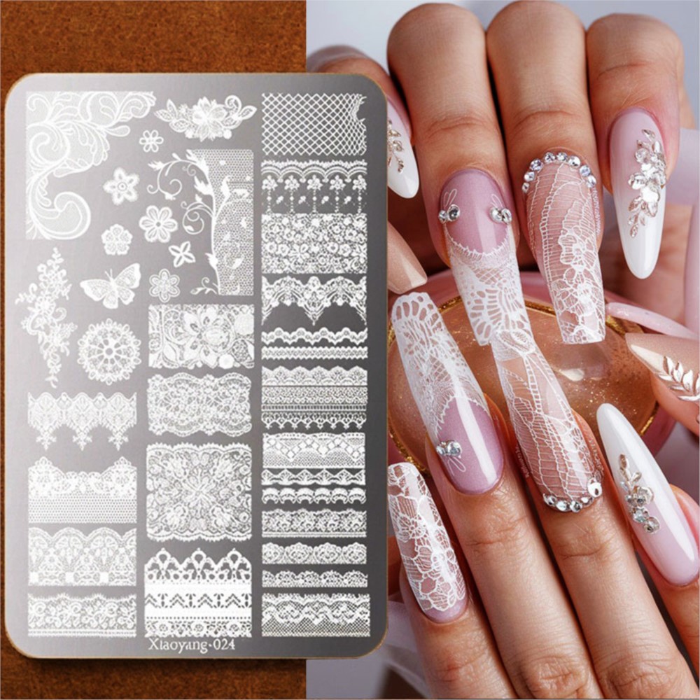 Nail Art Stamping Kit - แผ่นปั๊มลายเล็บ 3 มิติ ลายผีเสื้อลูกไม้ ขนาด 9*15
