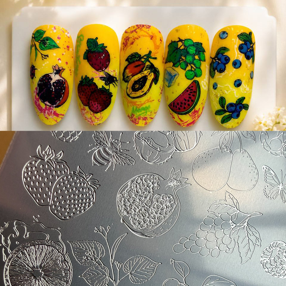 แผ่นปั๊มลายเล็บ XMQ ลายผลไม้ ล - Nail Art Stamping Kit บทวิจารณ์และราคา