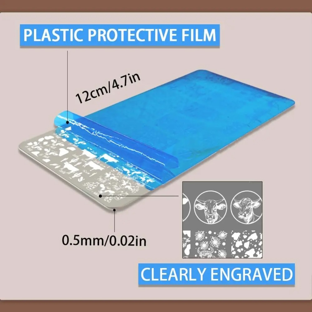 แผ่นปั๊มลายเล็บลายวัว 3 ชิ้น 5 - Nail Art Stamping Kit บทวิจารณ์และราคา