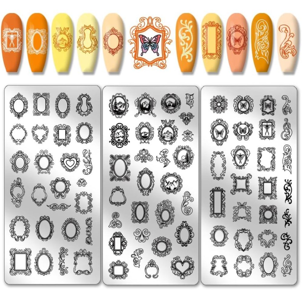 แผ่นปั๊มลายเล็บลายกรอบรูปวินเท - Nail Art Stamping Kit บทวิจารณ์และราคา